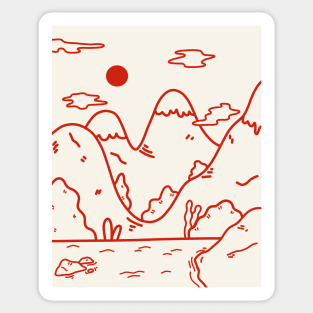 Japanese Mountains kawaii Sticker